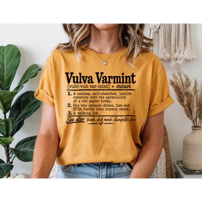 😂 Vulva Varmint Funny Dictionary Shirt | Adult Humor Graphic Tee | Rude Sarcastic T-Shirt