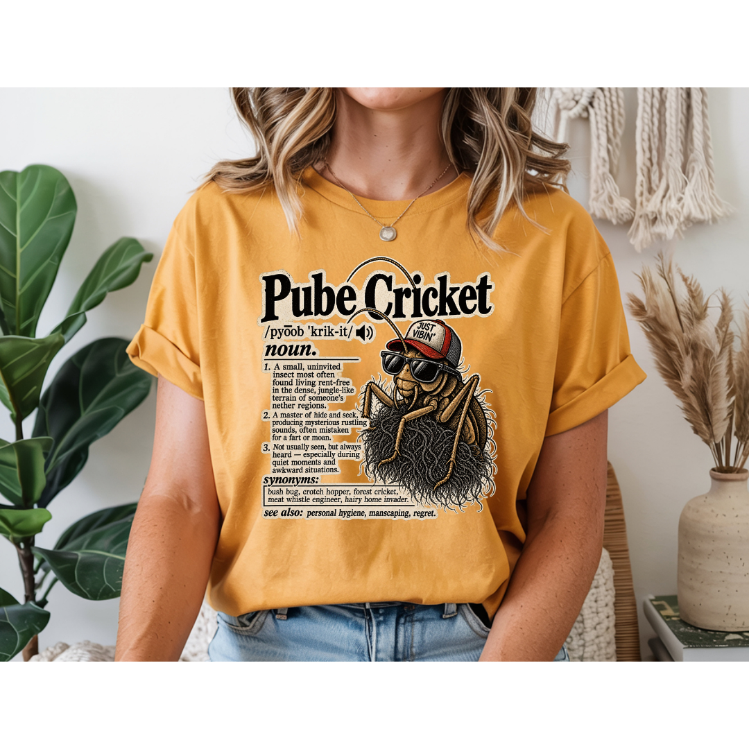 😂 Pube Cricket Funny Dictionary Shirt | Adult Humor Graphic Tee | Rude Novelty T-Shirt | Sarcastic Gag Gift