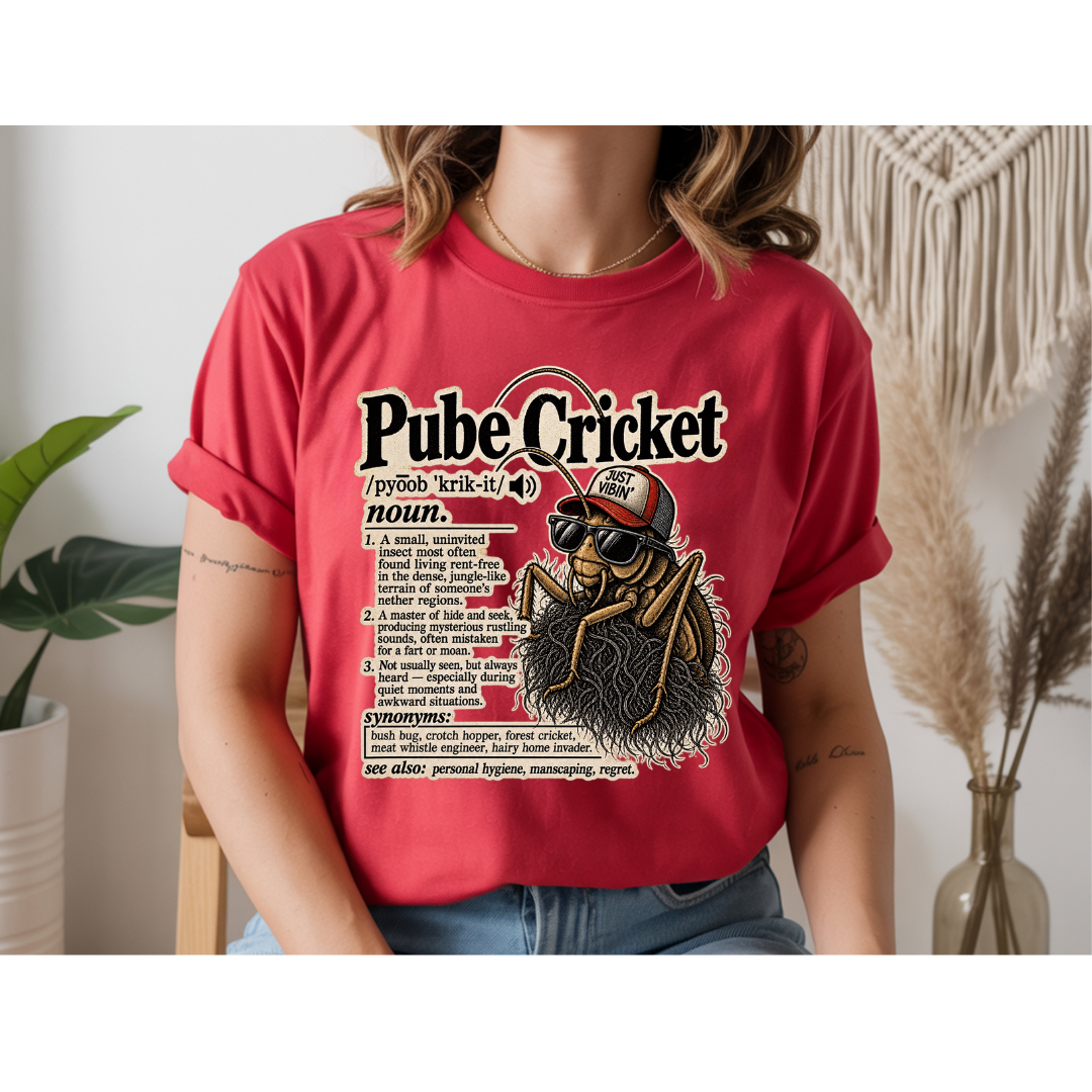 😂 Pube Cricket Funny Dictionary Shirt | Adult Humor Graphic Tee | Rude Novelty T-Shirt | Sarcastic Gag Gift