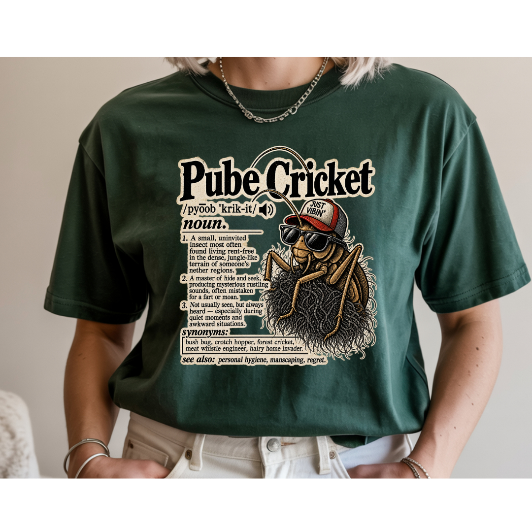 😂 Pube Cricket Funny Dictionary Shirt | Adult Humor Graphic Tee | Rude Novelty T-Shirt | Sarcastic Gag Gift