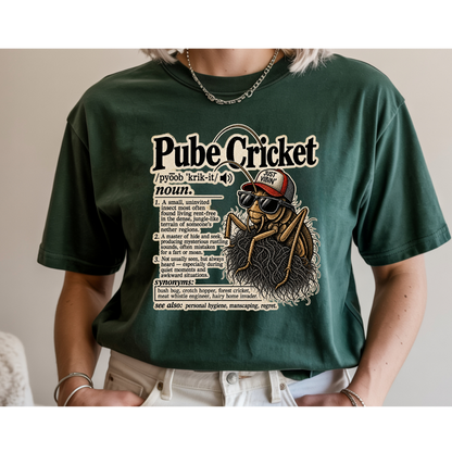 😂 Pube Cricket Funny Dictionary Shirt | Adult Humor Graphic Tee | Rude Novelty T-Shirt | Sarcastic Gag Gift