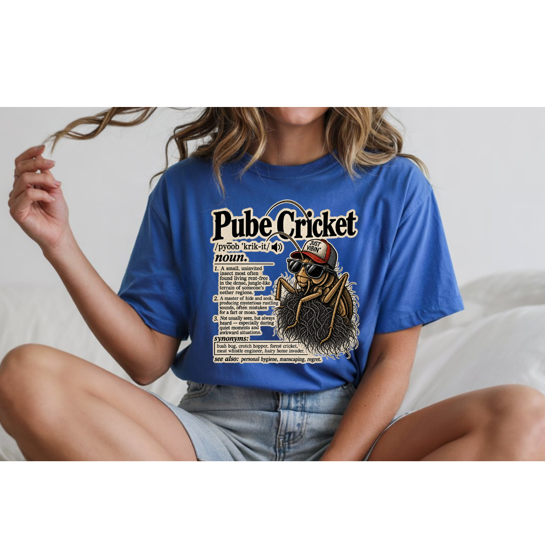 😂 Pube Cricket Funny Dictionary Shirt | Adult Humor Graphic Tee | Rude Novelty T-Shirt | Sarcastic Gag Gift