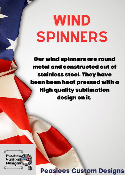 Patriotic American Pride, Indoor Outdoor 10in Metal Wind Spinner