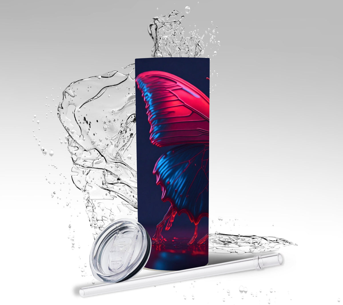 Red & Blue Butterfly, Sublimation Insulated Tumbler