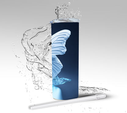 White & Blue Butterfly, Sublimation Insulated Tumbler
