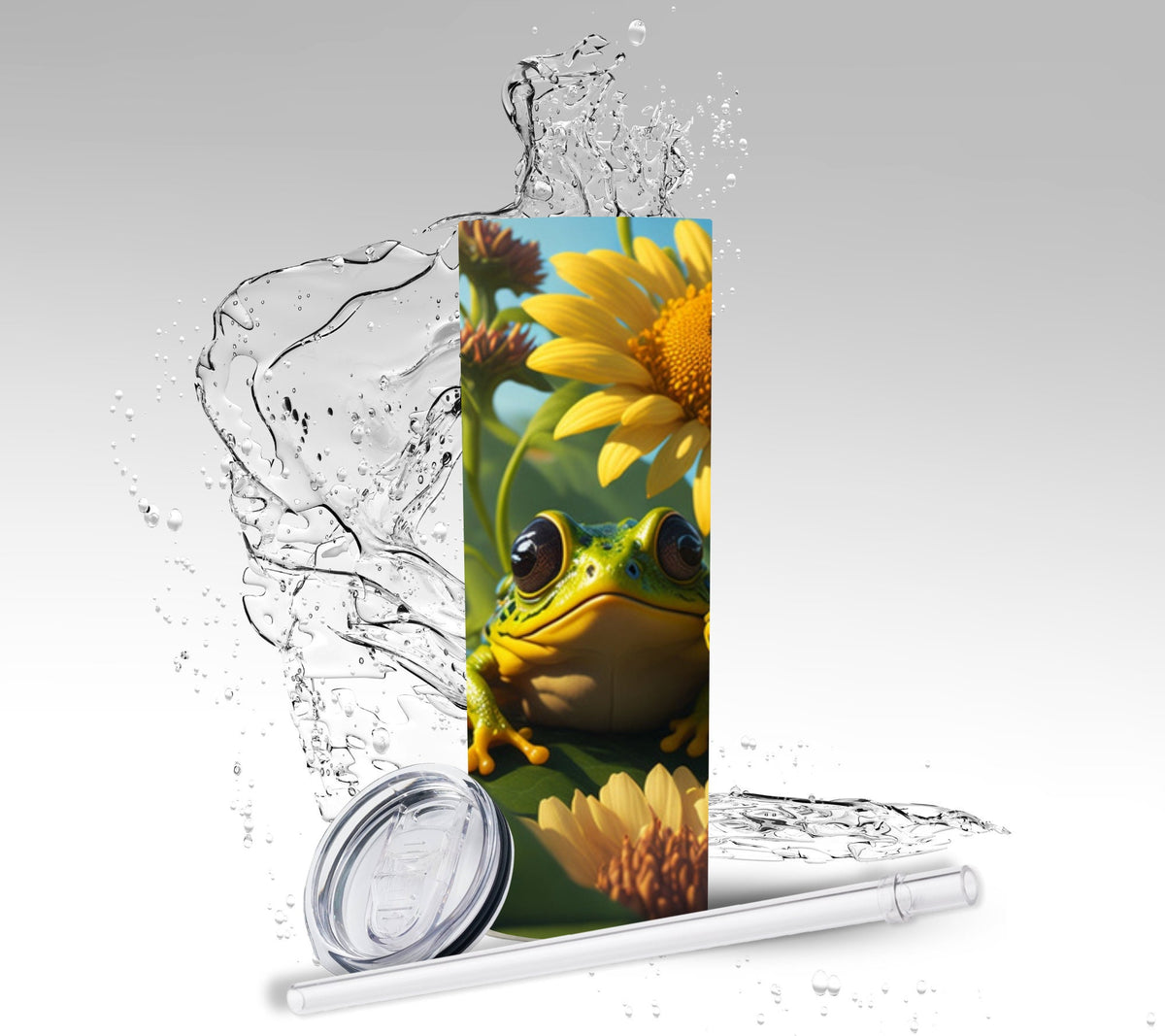 Big Eyed Frog & Sunflowers, Sublimation Insulated Tumbler