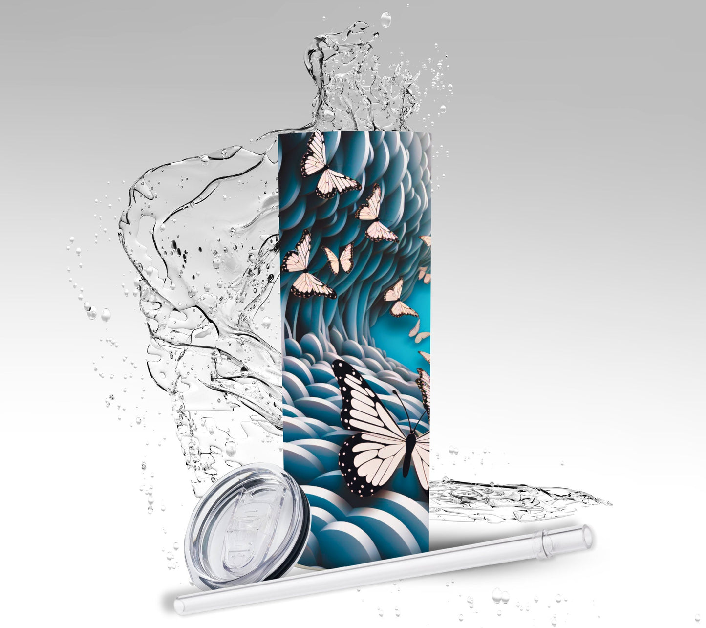 Optical Illusion 3D Butterfly, Sublimation Insulated Tumbler