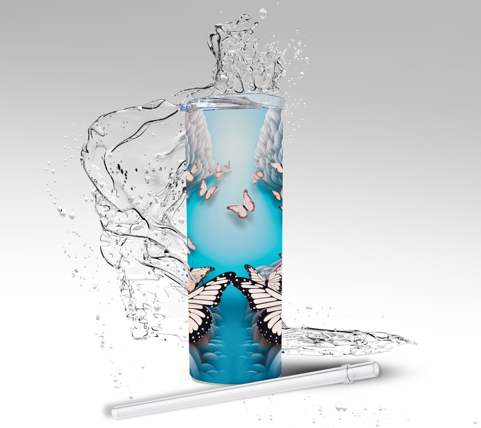 Optical Illusion 3D Butterfly, Sublimation Insulated Tumbler