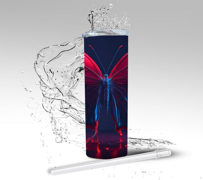 Red & Blue Butterfly, Sublimation Insulated Tumbler
