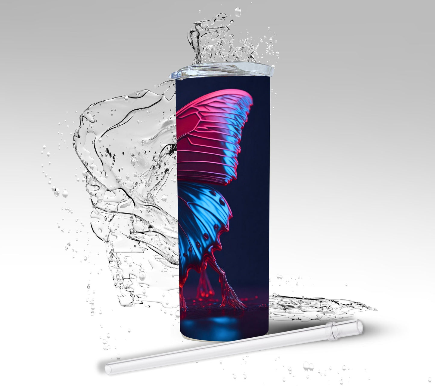 Red & Blue Butterfly, Sublimation Insulated Tumbler