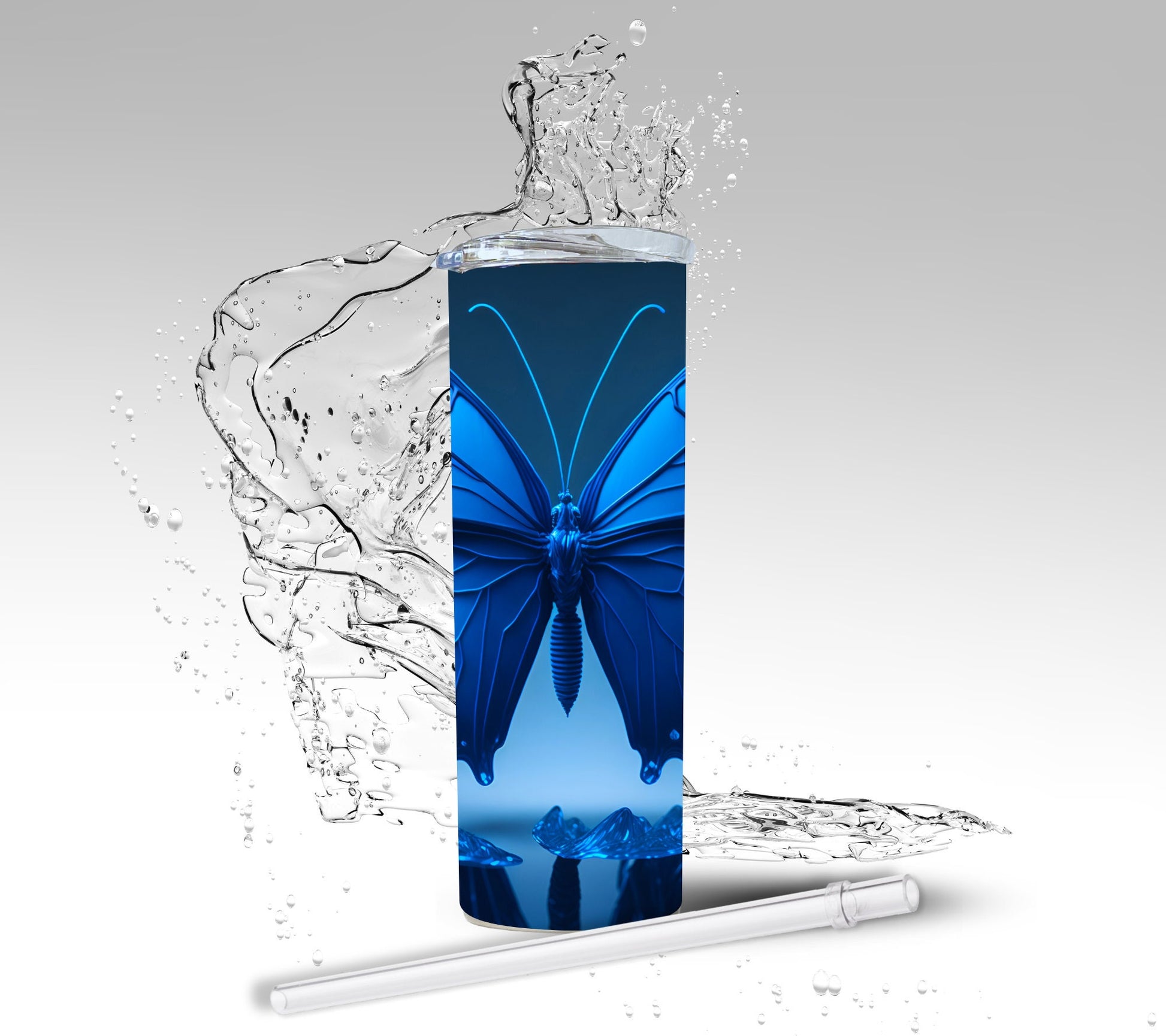 Blue Butterfly, Sublimation Insulated Tumbler