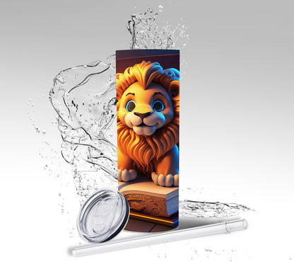 Baby Lion Library Book, Sublimated 20 oz Skinny Tumbler