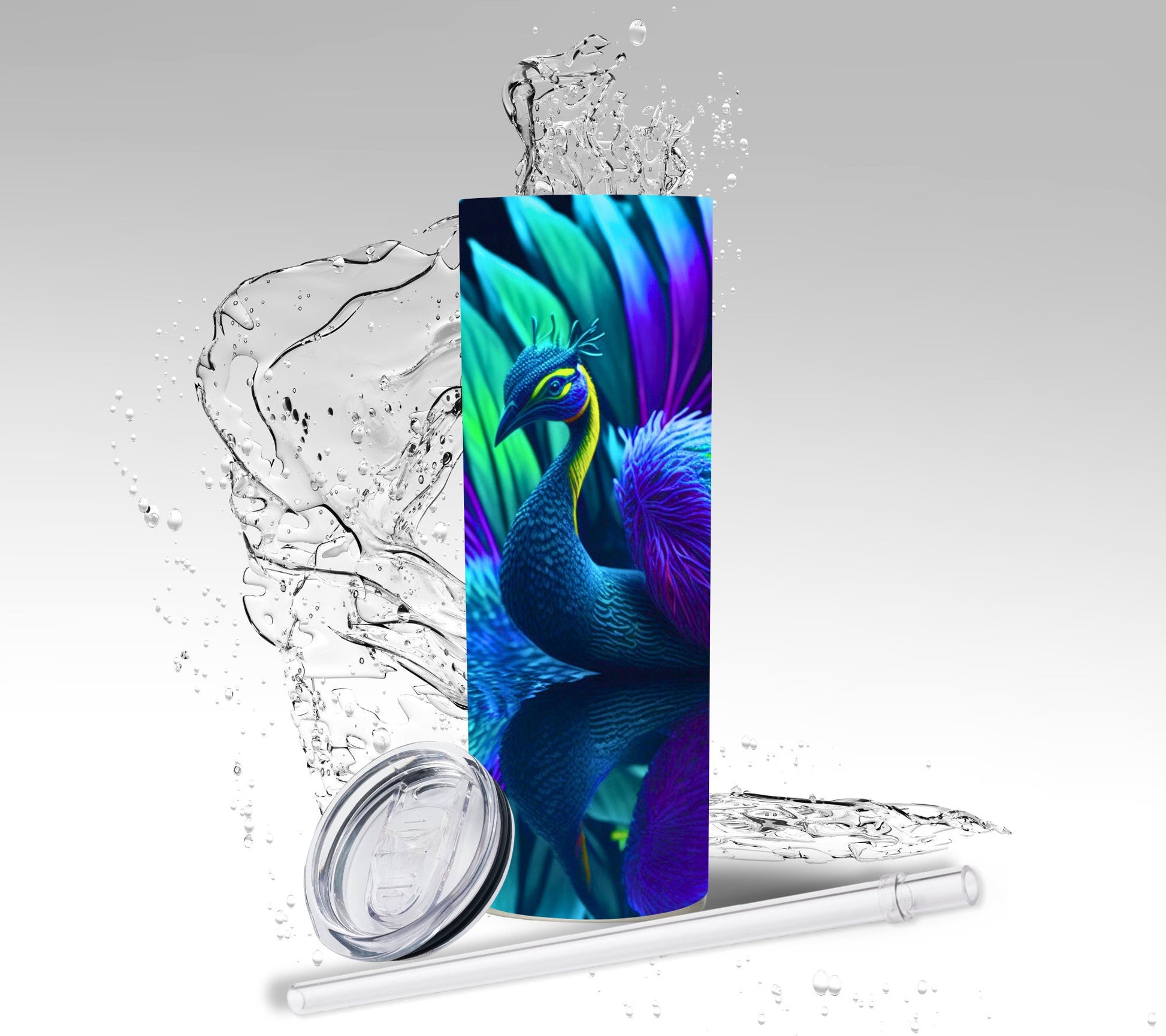 Rainbow Peacock, Sublimation Insulated Tumbler