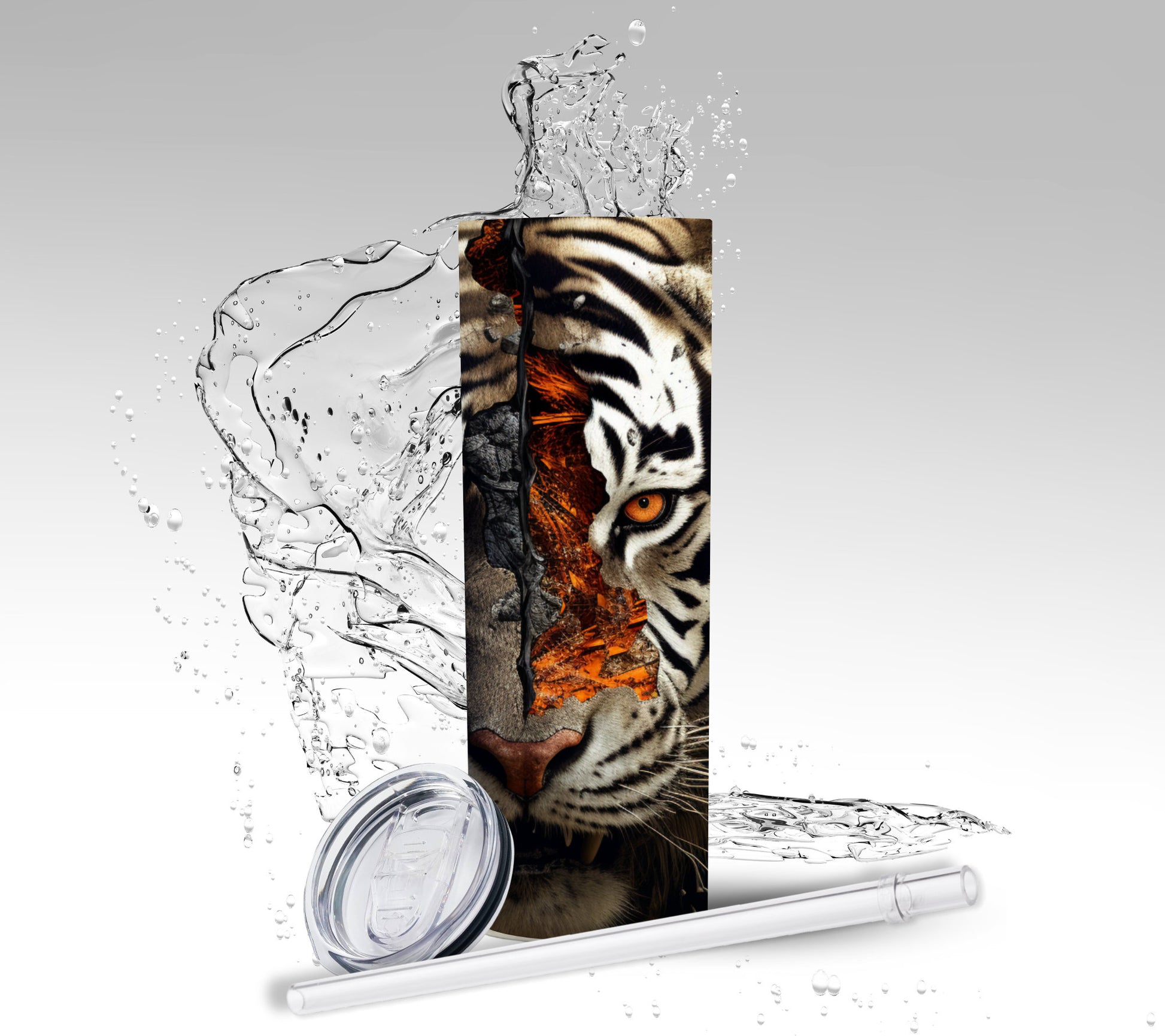 3D Zombie Tiger, Sublimation Insulated Tumbler