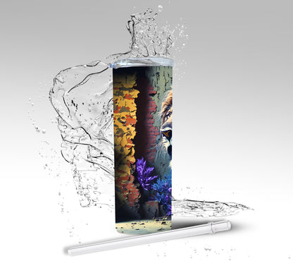 Graffiti Wall Lion, Sublimation Insulated Tumbler