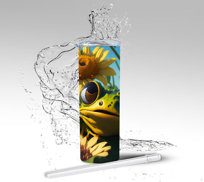 Big Eyed Frog & Sunflowers, Sublimation Insulated Tumbler