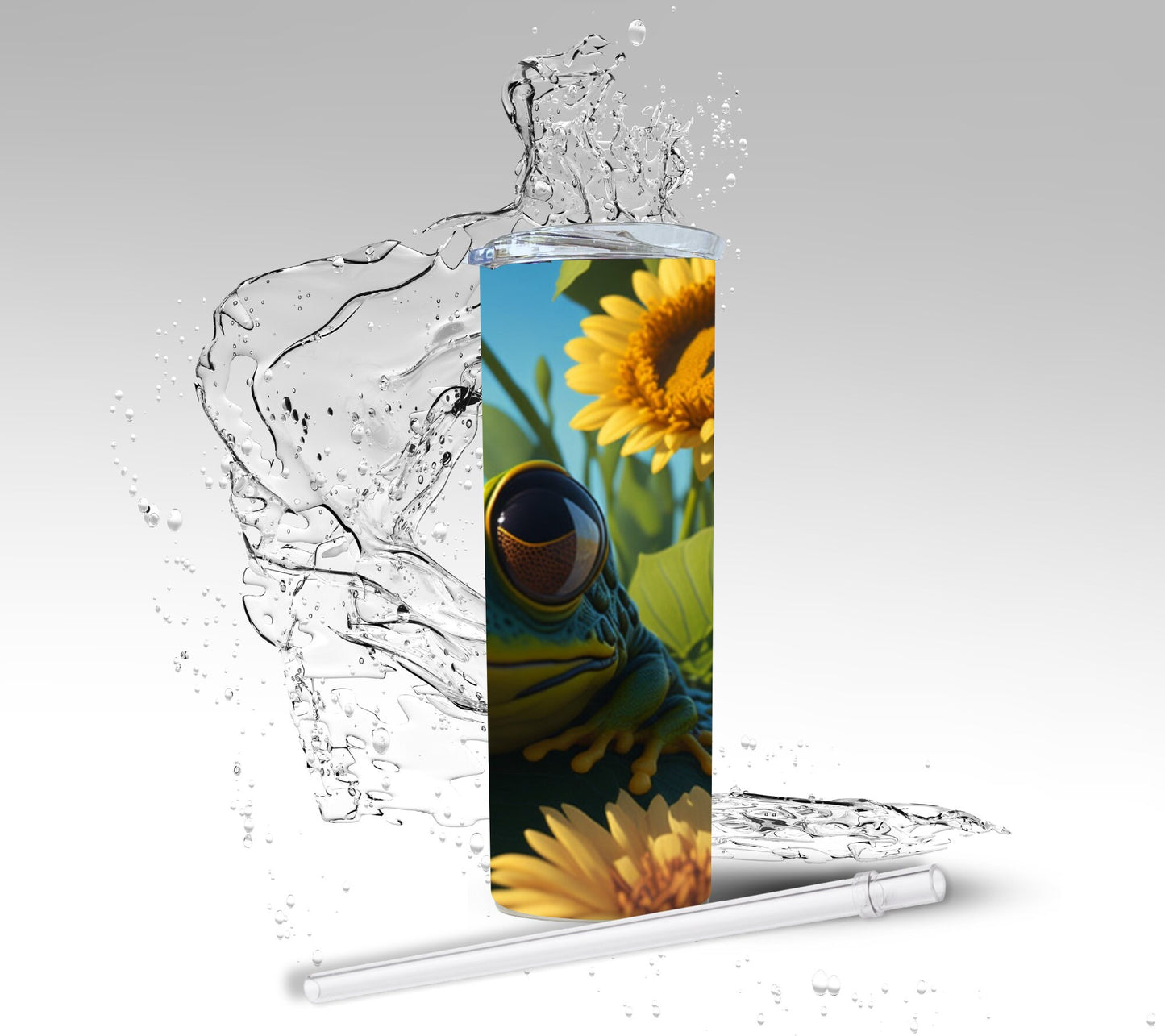 Big Eyed Frog & Sunflowers, Sublimation Insulated Tumbler