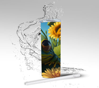 Big Eyed Frog & Sunflowers, Sublimation Insulated Tumbler
