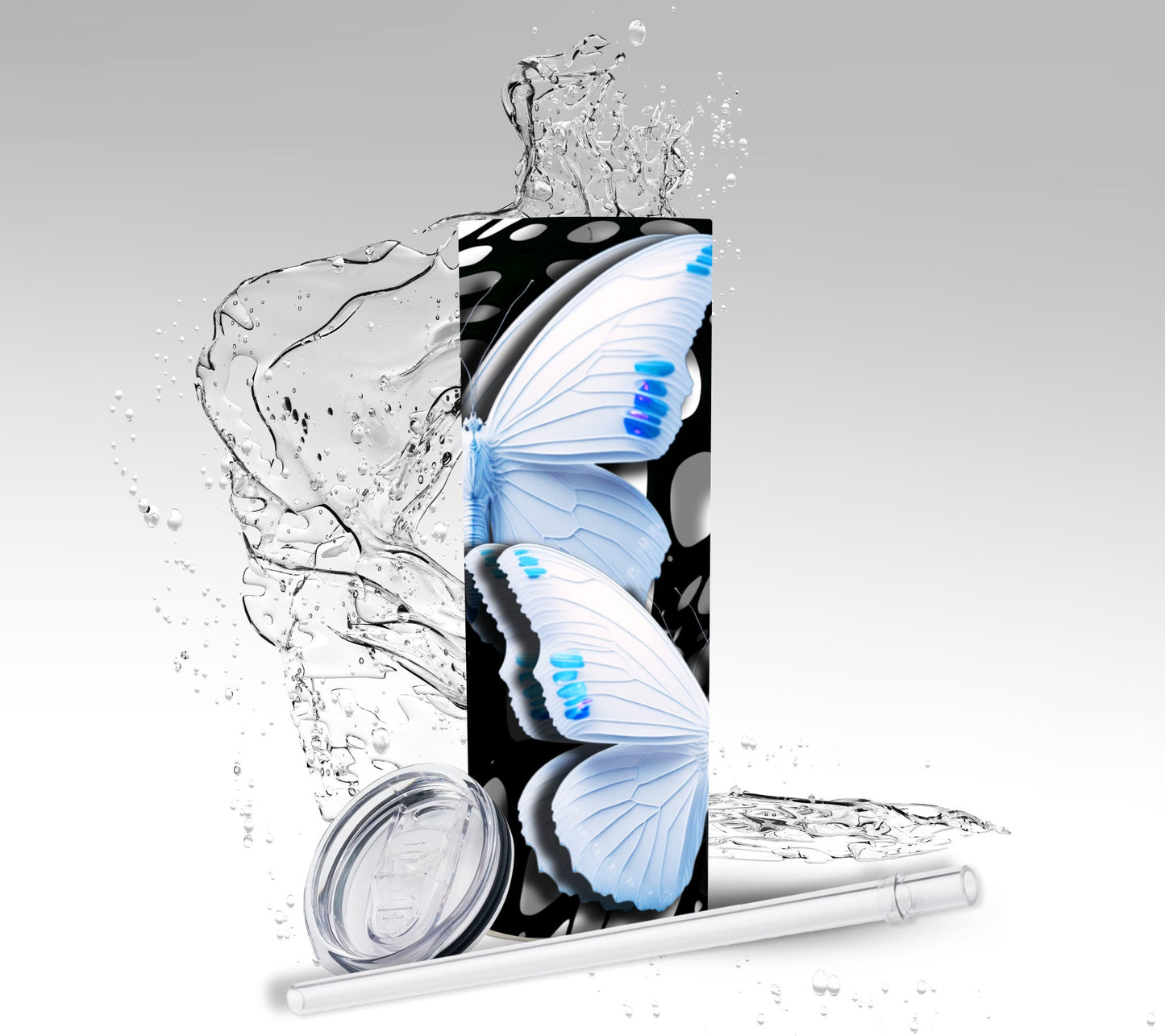 Abstract 3D Butterflies, Sublimation Insulated Tumbler
