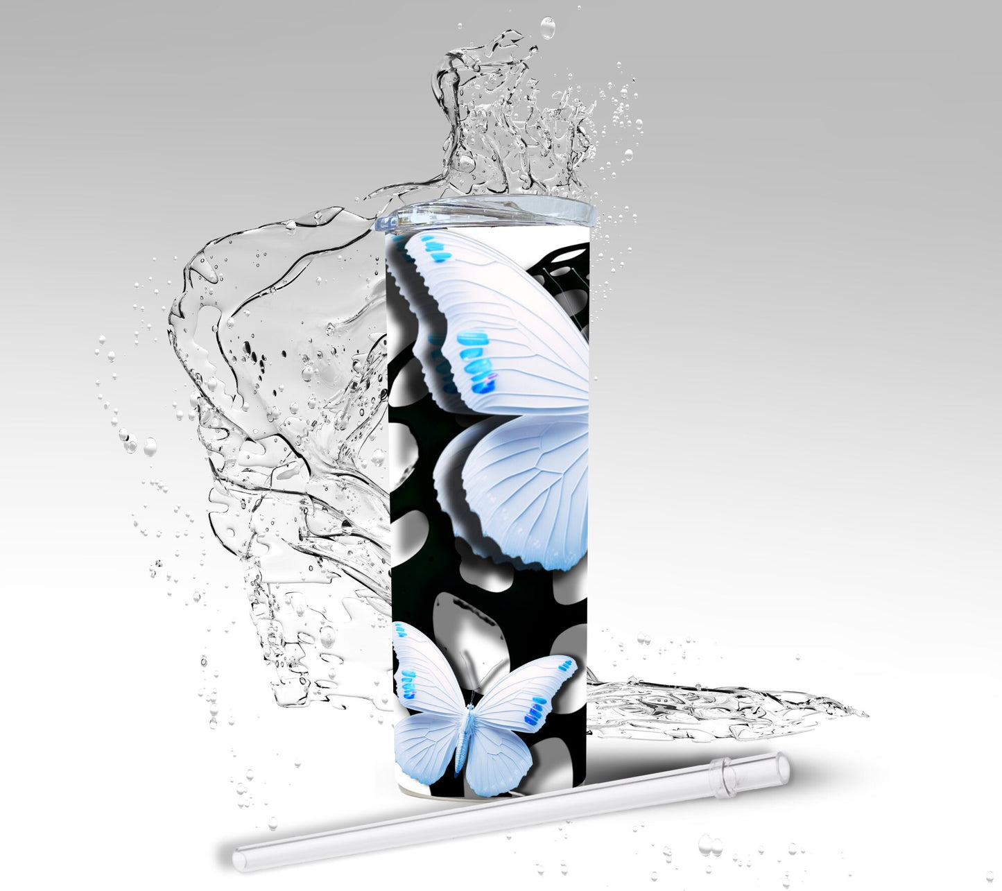 Abstract 3D Butterflies, Sublimation Insulated Tumbler