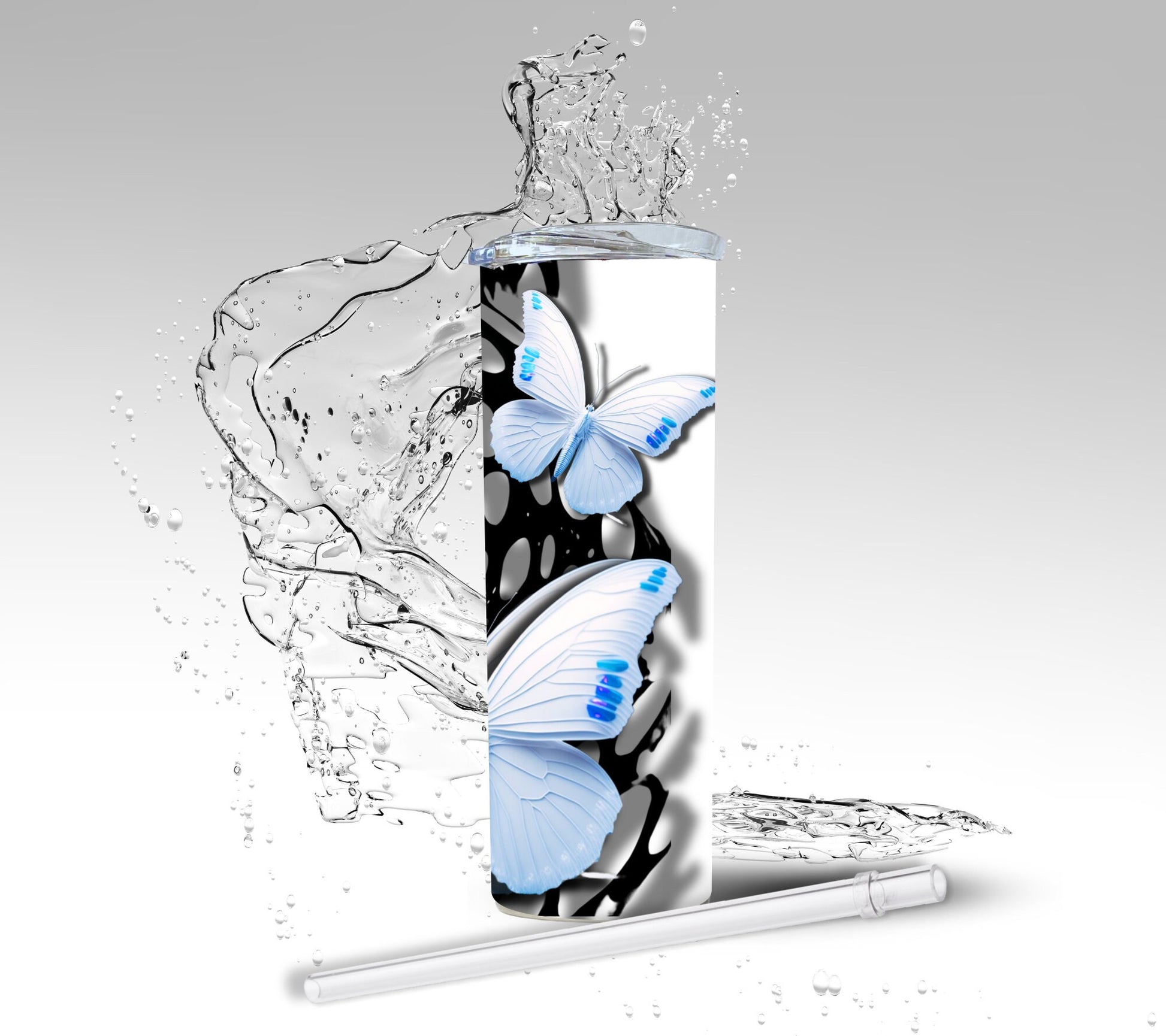 Abstract 3D Butterflies, Sublimation Insulated Tumbler