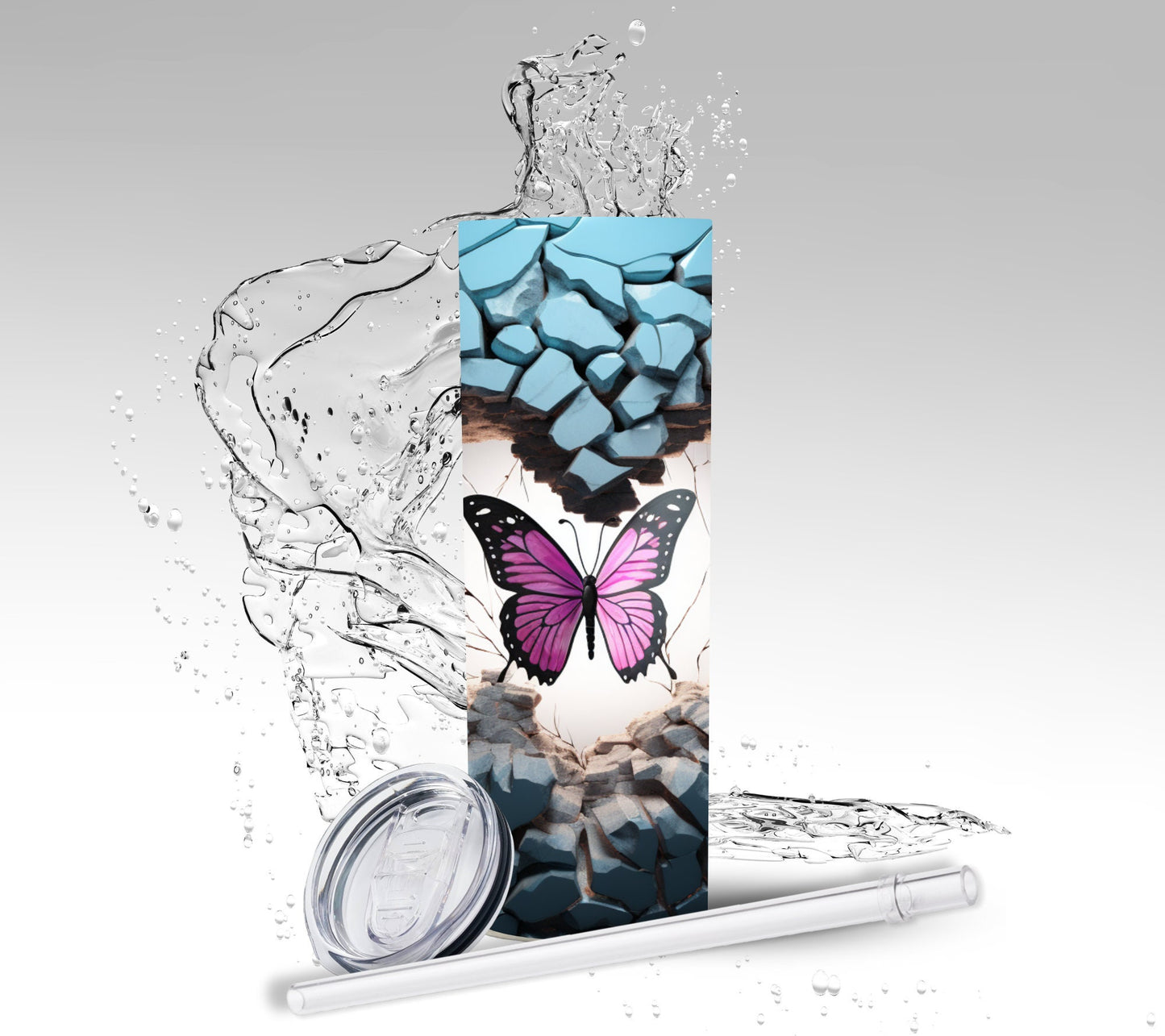 3D Illusion Butterfly, Sublimation Insulated Tumbler