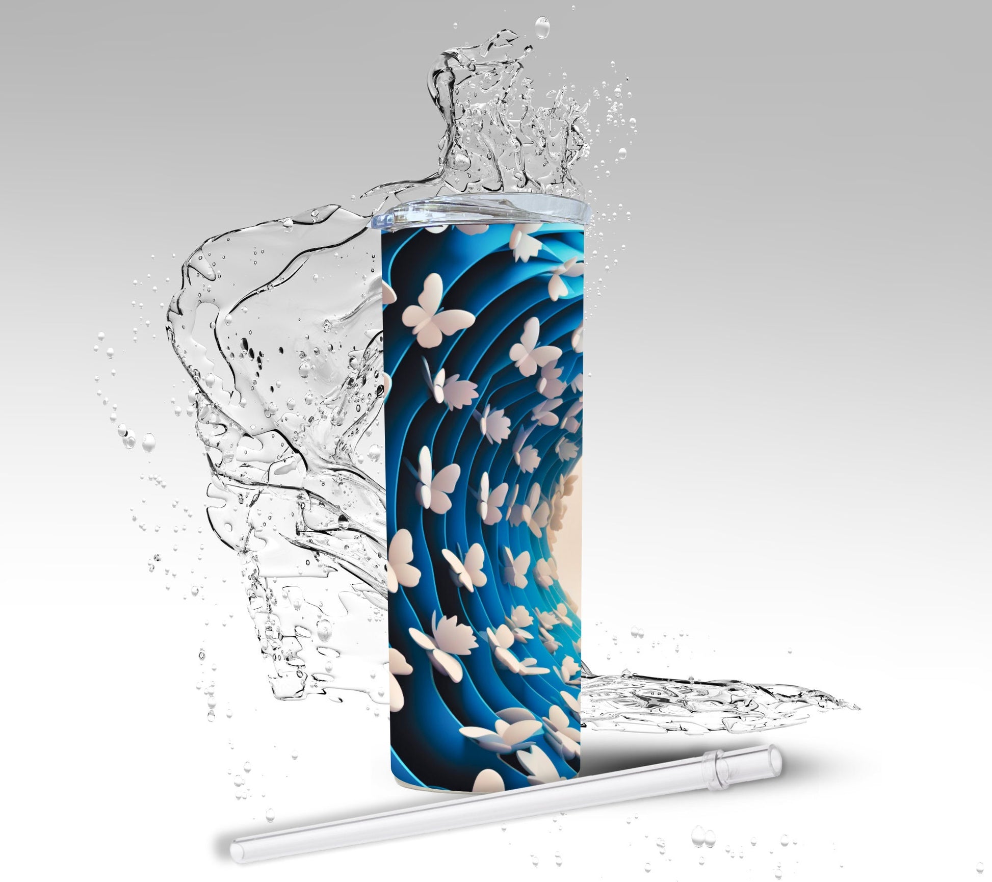 3D Optical Illusion Butterfly, Sublimation Insulated Tumbler