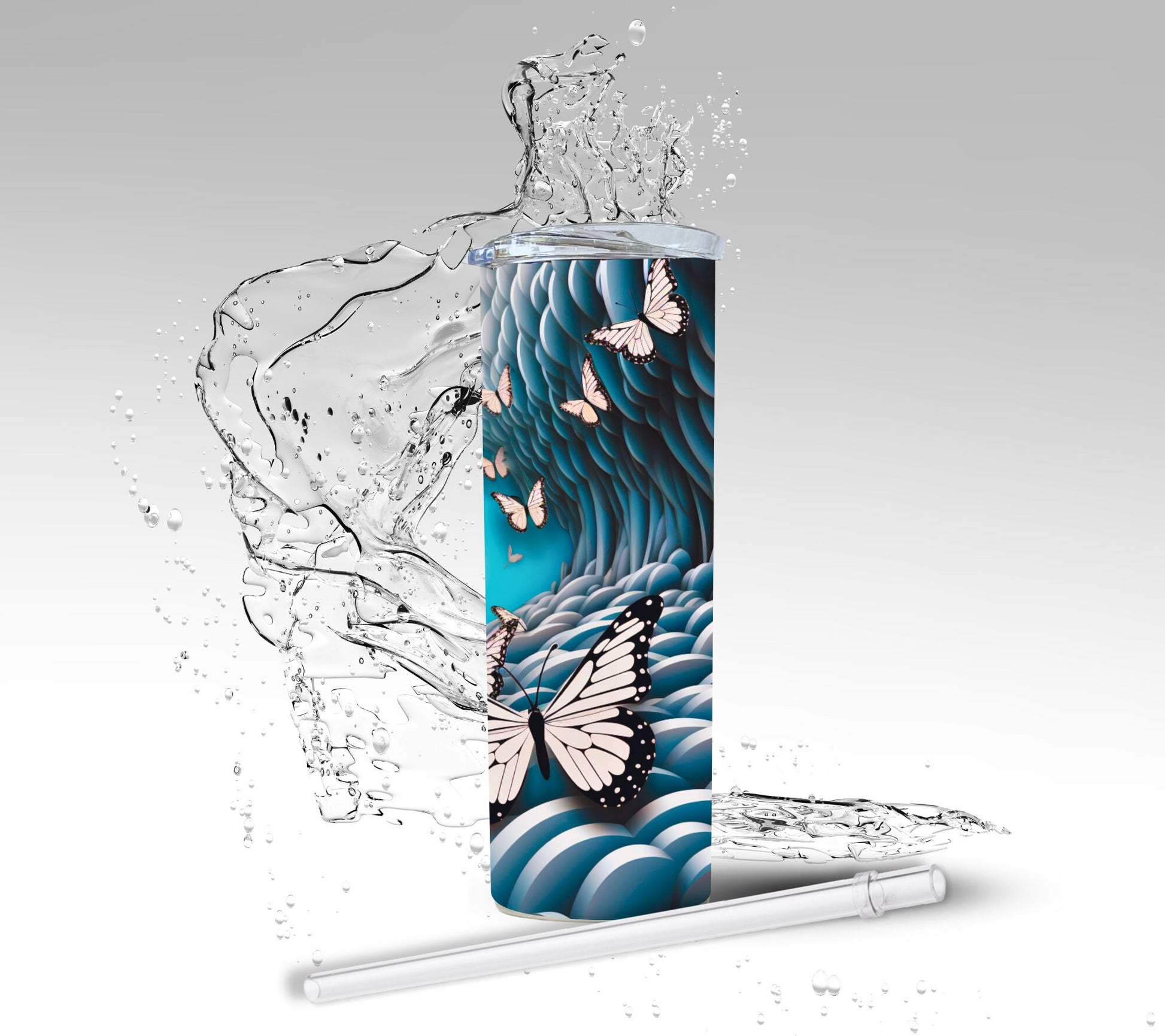 Optical Illusion 3D Butterfly, Sublimation Insulated Tumbler
