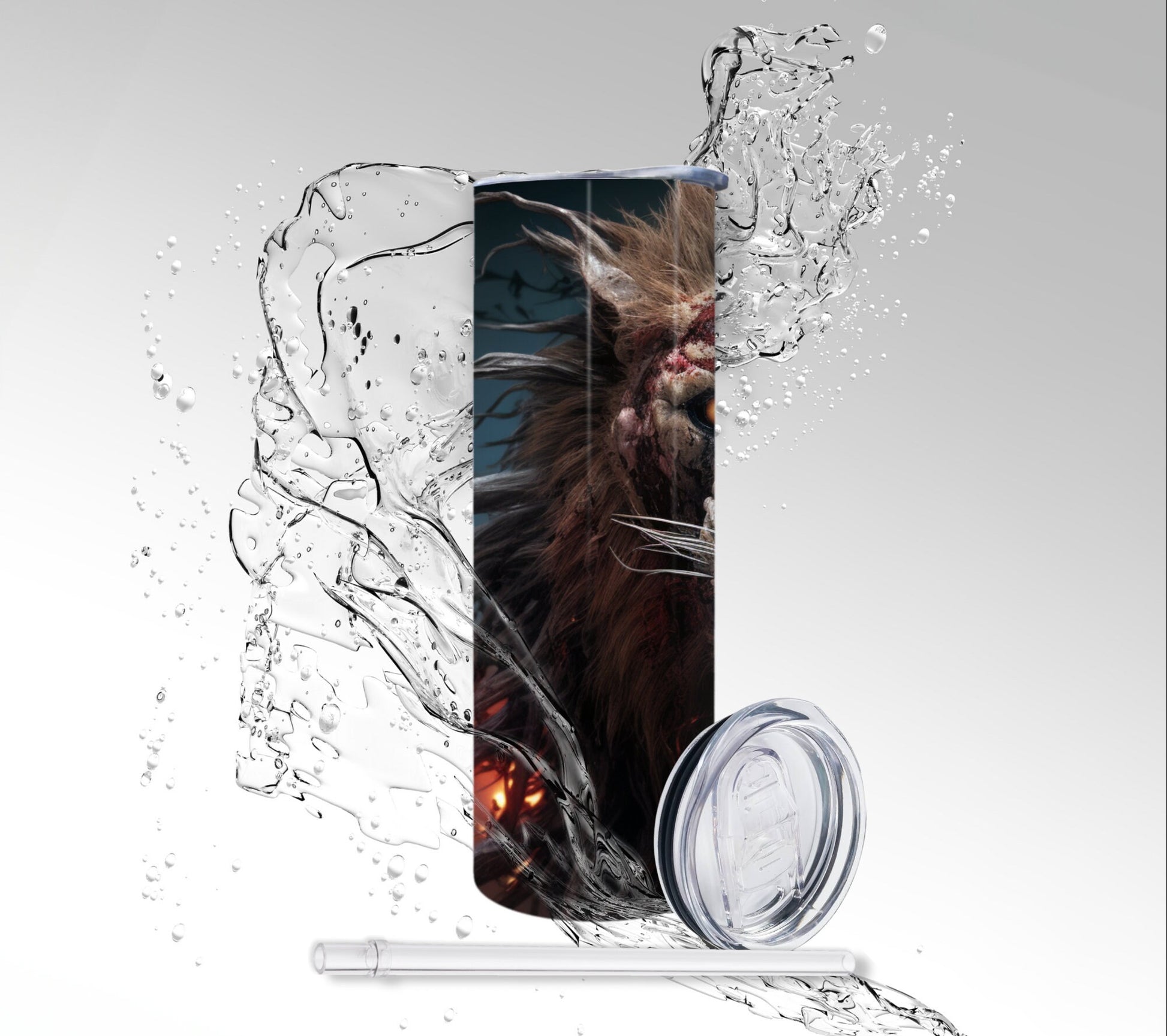 3D Zombie Lion, Sublimation Insulated Tumbler