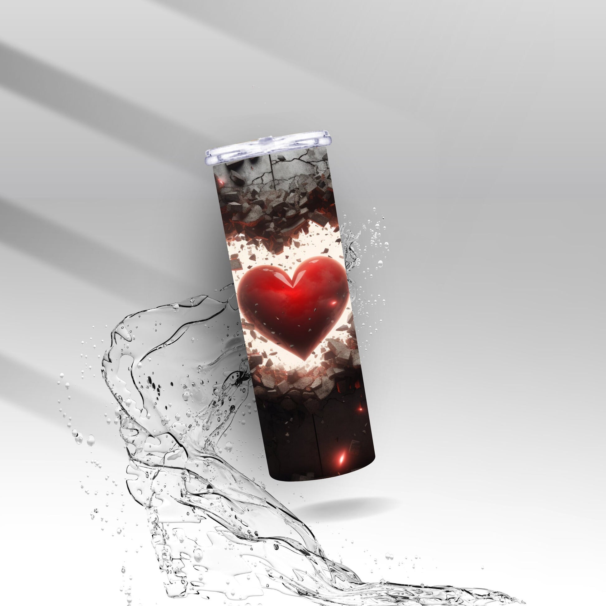 Cracked Wall Valentines Day Heart, Sublimation Insulated Tumbler