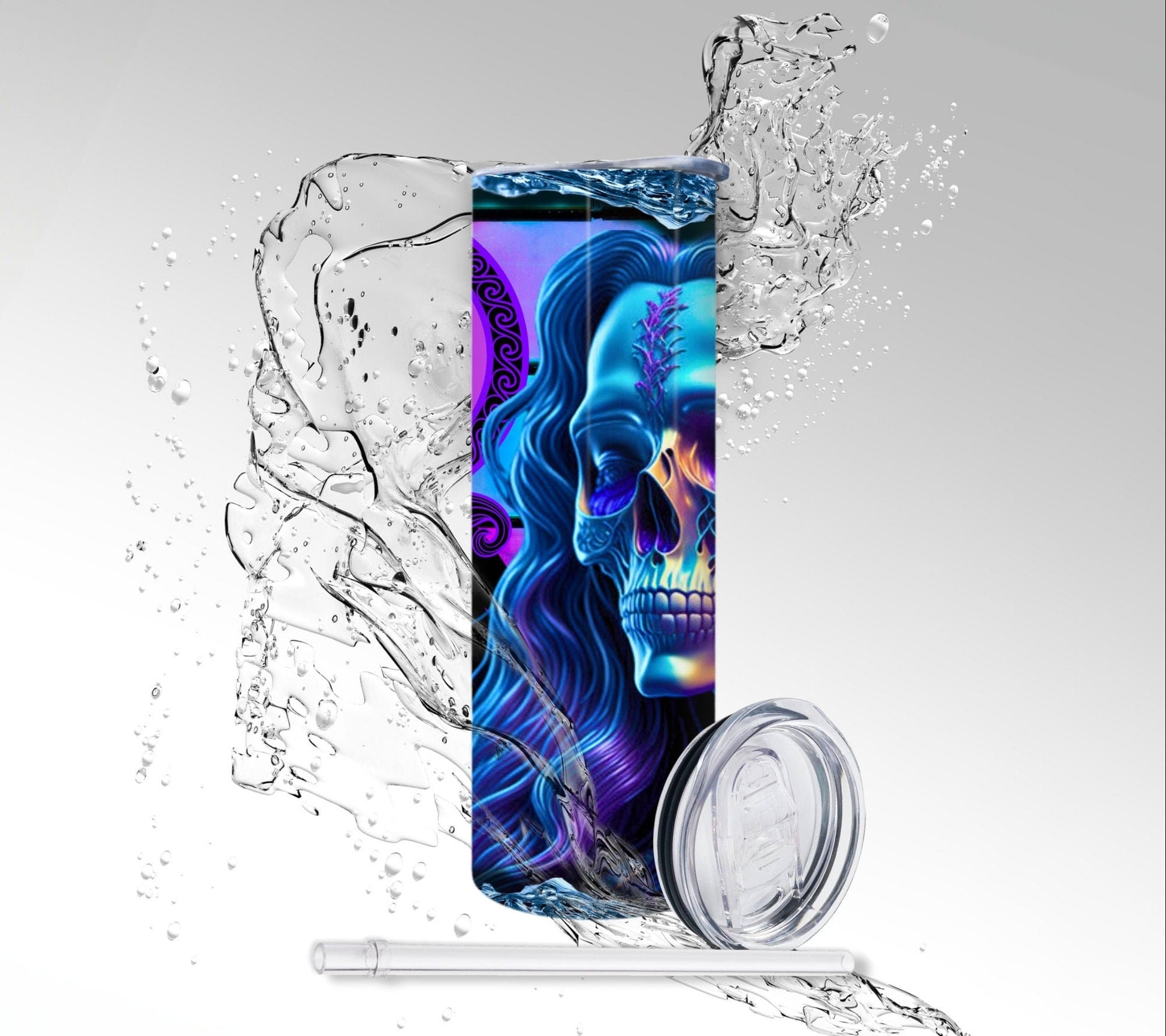 Aquarius Zodiac Skeleton, Sublimated 20 oz Skinny Tumbler