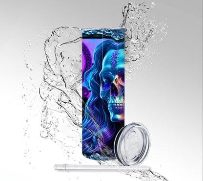 Aquarius Zodiac Skeleton, Sublimated 20 oz Skinny Tumbler