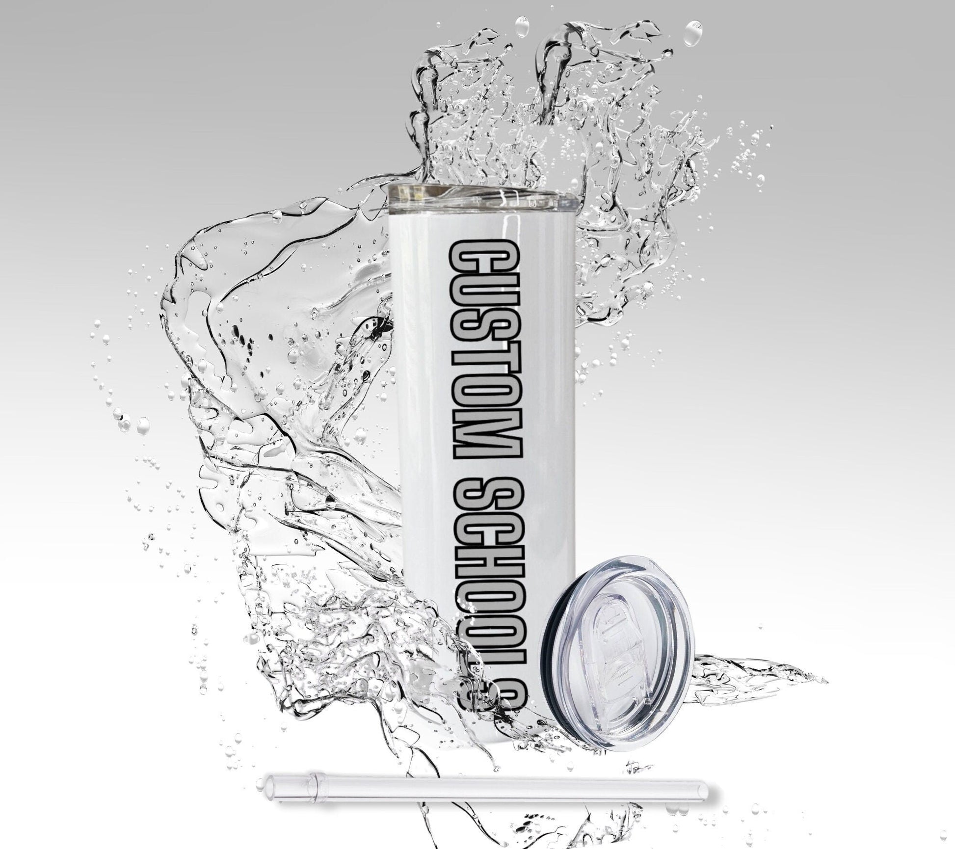 Customize Your High School, Glitter Epoxy 20 oz Skinny Tumbler