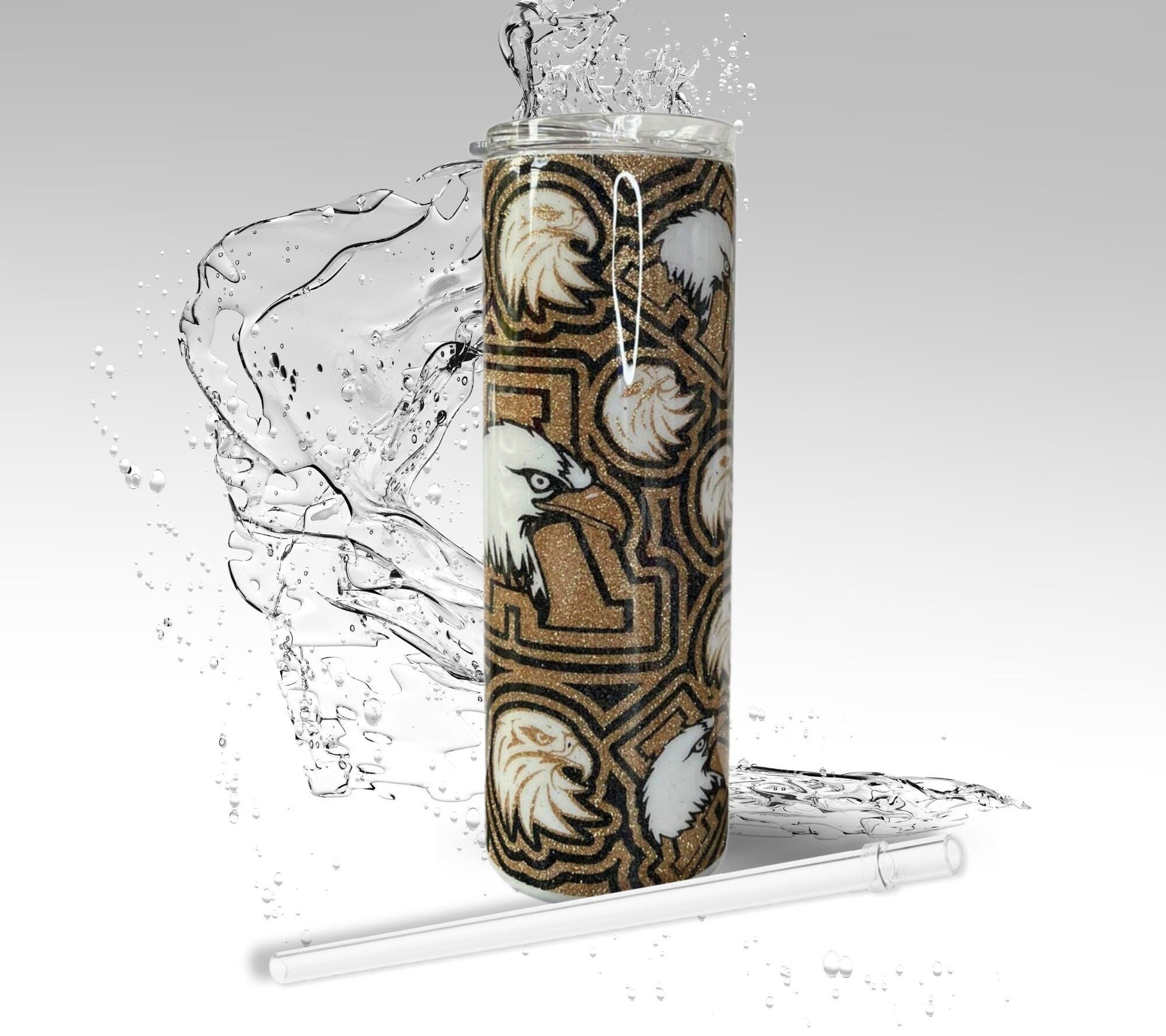 Customize Your High School, Glitter Epoxy 20 oz Skinny Tumbler