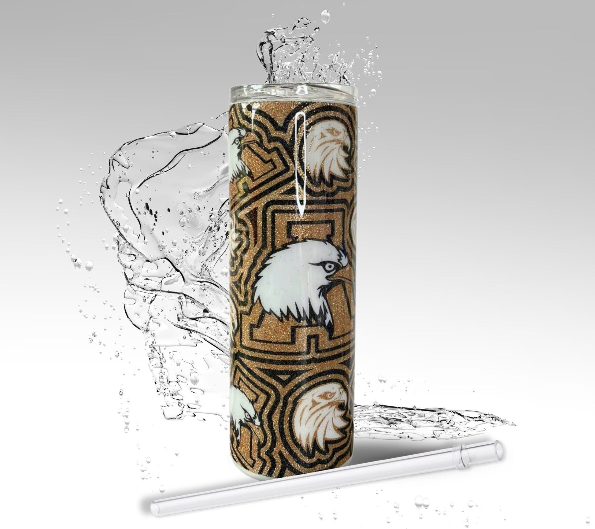 Customize Your High School, Glitter Epoxy 20 oz Skinny Tumbler