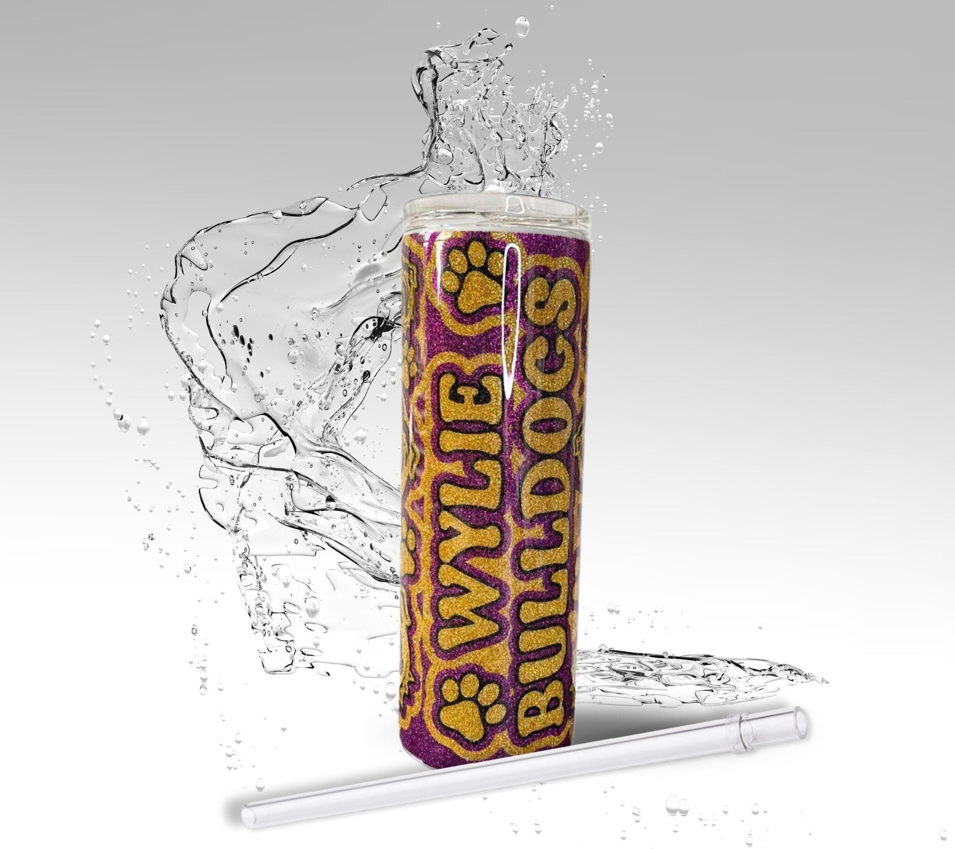 Customize Your High School, Glitter Epoxy 20 oz Skinny Tumbler