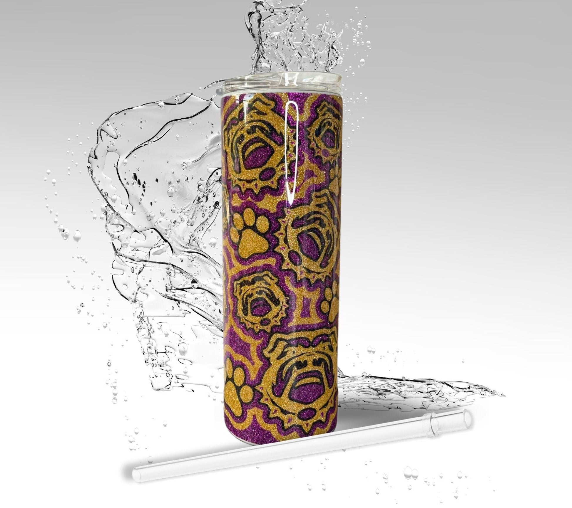 Customize Your High School, Glitter Epoxy 20 oz Skinny Tumbler