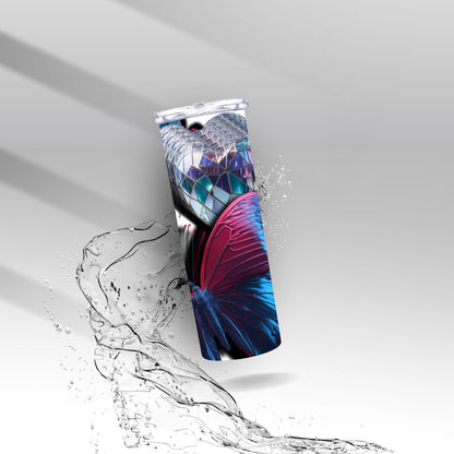 3D Glass Hearts & Butterflies, Sublimation Insultated Tumbler