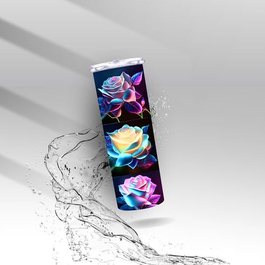 Neon Rainbow Roses, Sublimation Insulated Tumbler