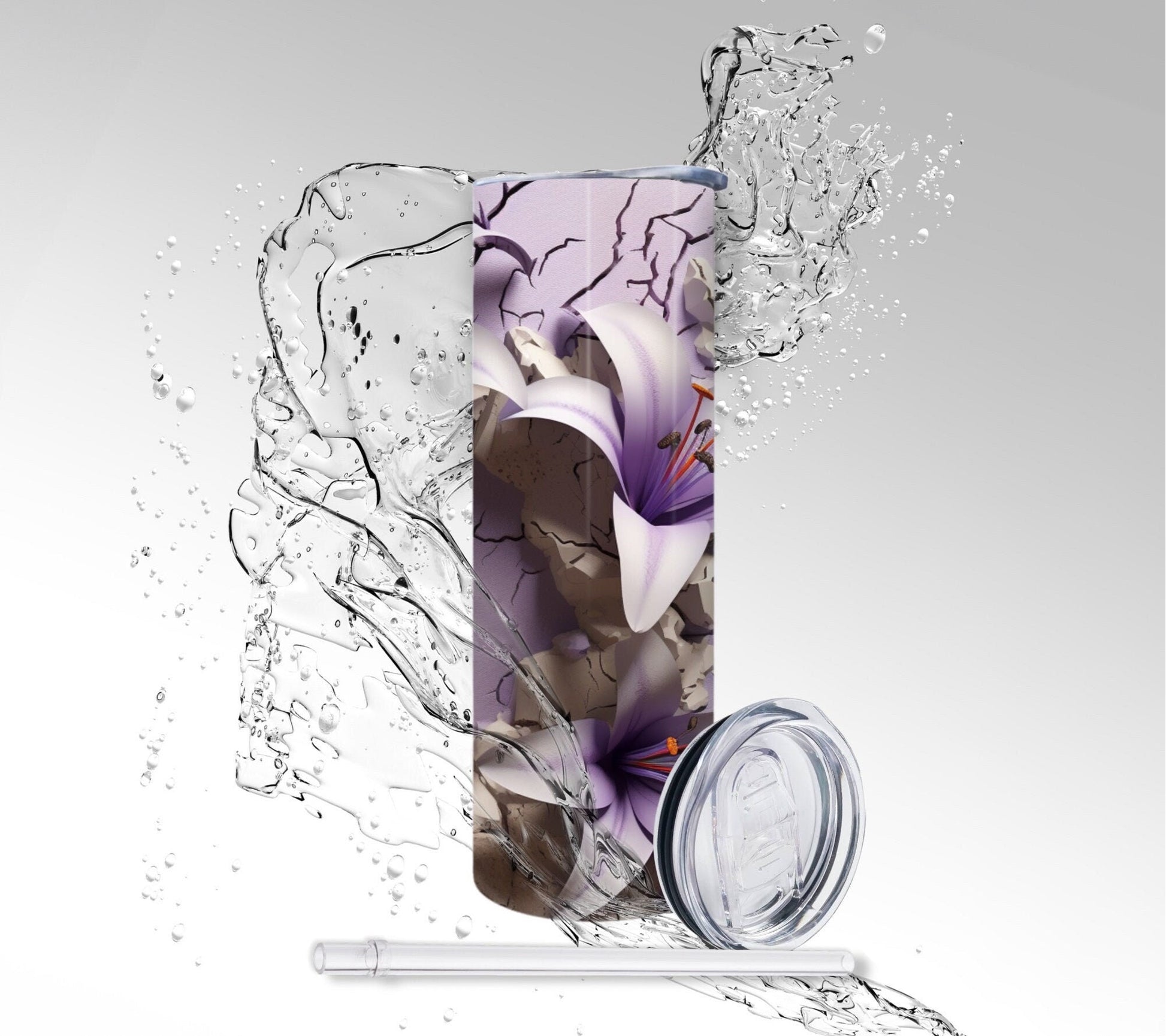 Lavender Lilies, Sublimated 20 oz Skinny Tumbler