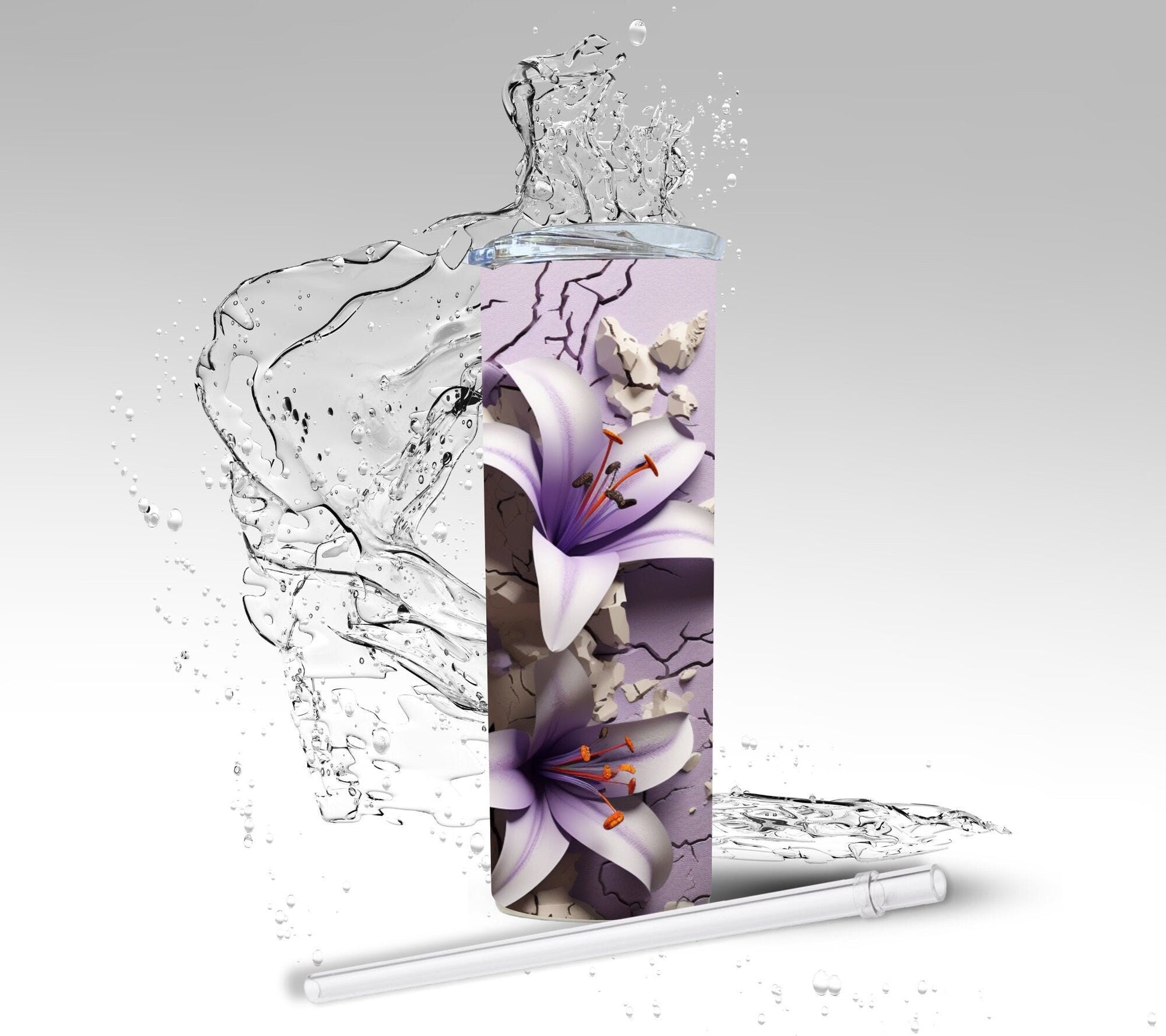 Lavender Lilies, Sublimated 20 oz Skinny Tumbler