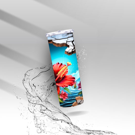 Red Hibiscus, Sublimation Insulated Tumbler