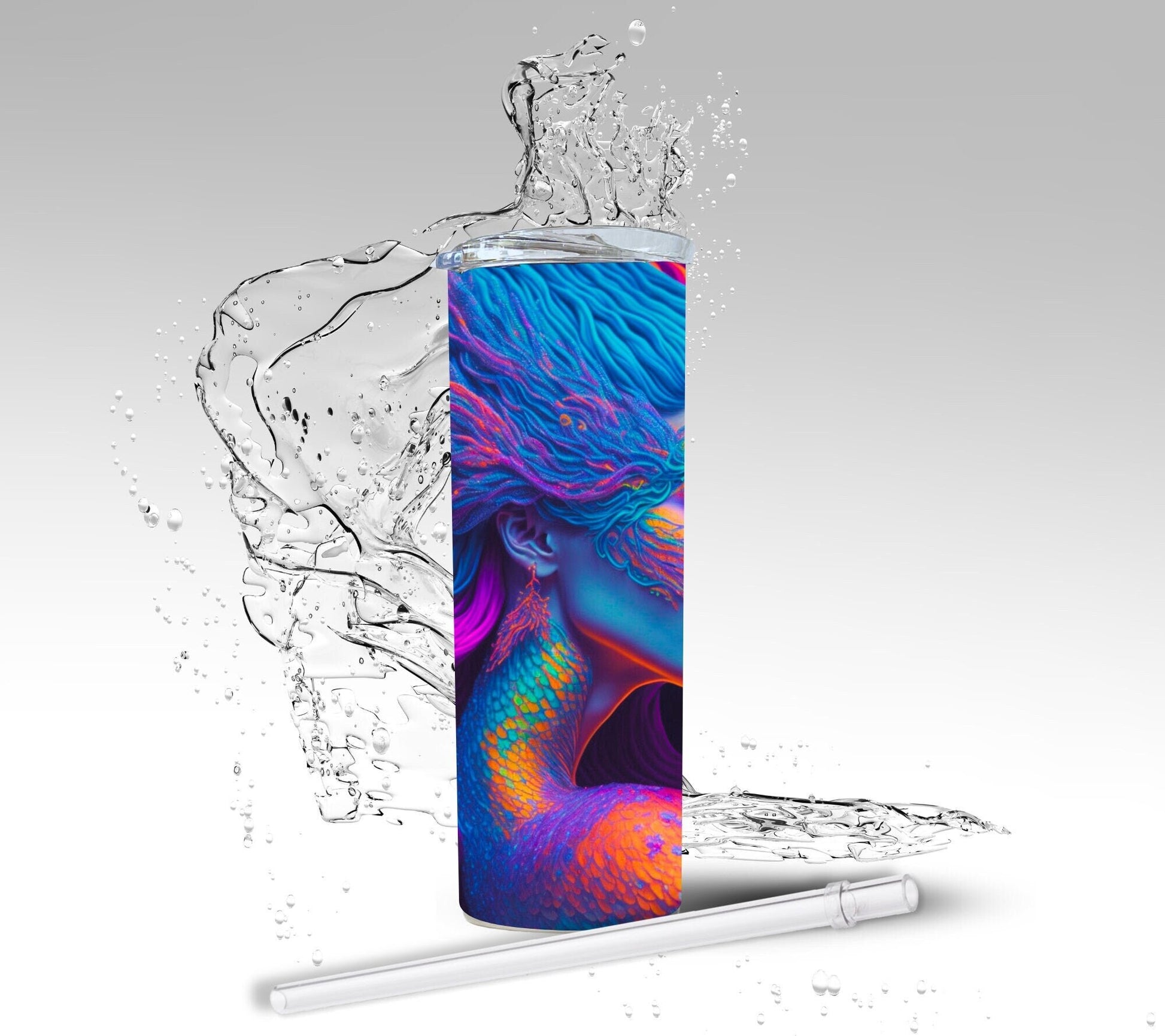 Electirc Mermaid, Sublimation 20 oz Skinny Tumbler