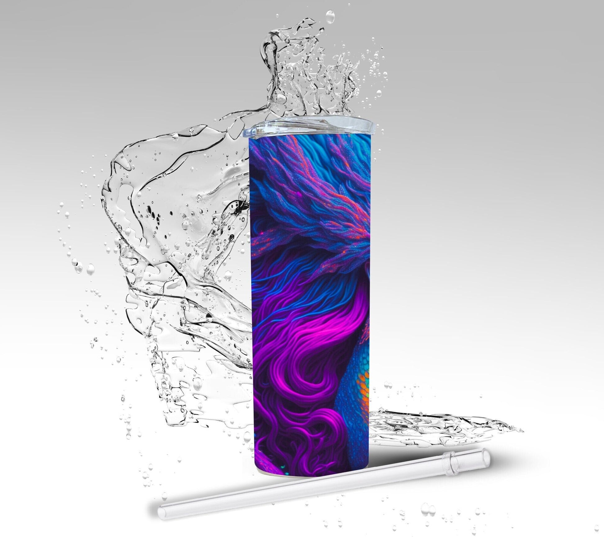 Electirc Mermaid, Sublimation 20 oz Skinny Tumbler
