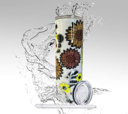 Sunflower Gnome, Glitter Epoxy 20oz Skinny Tumbler