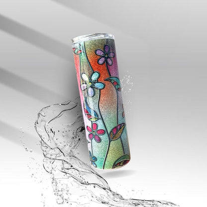 Stained Glass Flowers, Sublimation Insulated Tumbler