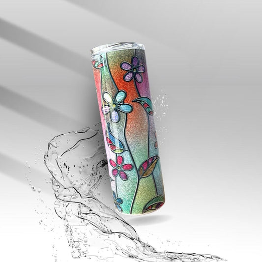 Stained Glass Flowers, Sublimation Insulated Tumbler