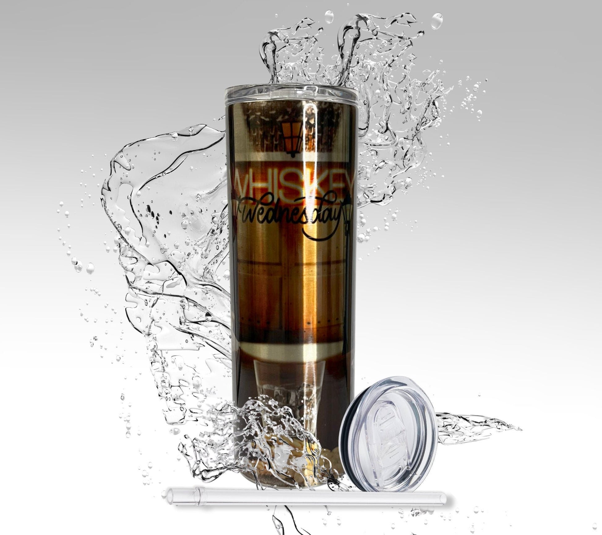 Men’s Whiskey, Sublimated 20oz Skinny Stainless Steel Tumbler