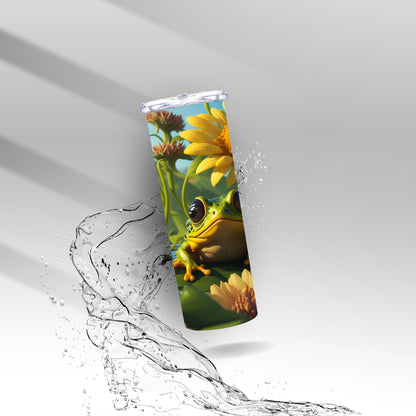 Big Eyed Frog & Sunflowers, Sublimation Insulated Tumbler