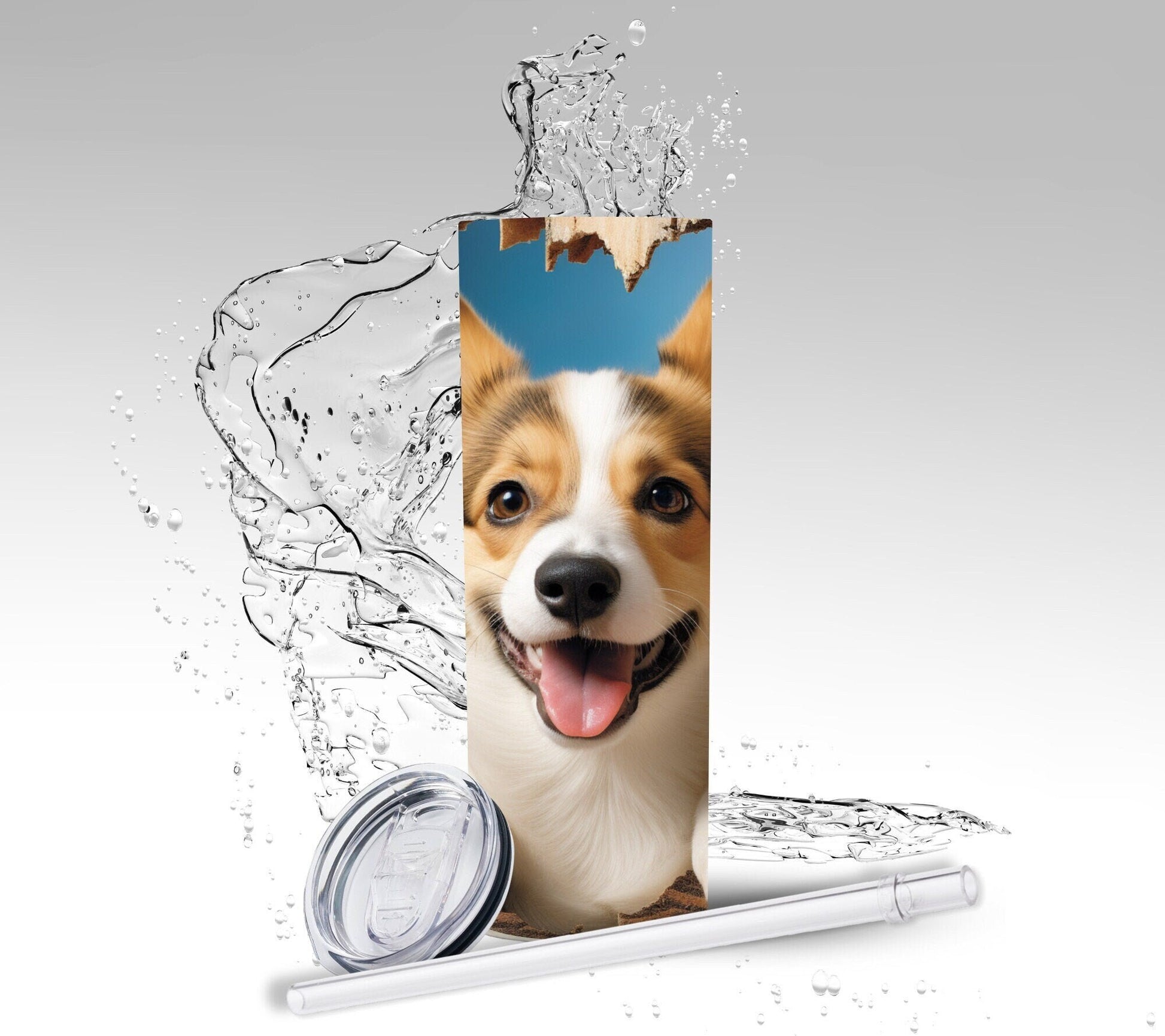 Corgi Dog Face, Sublimation 20 oz Skinny Tumbler